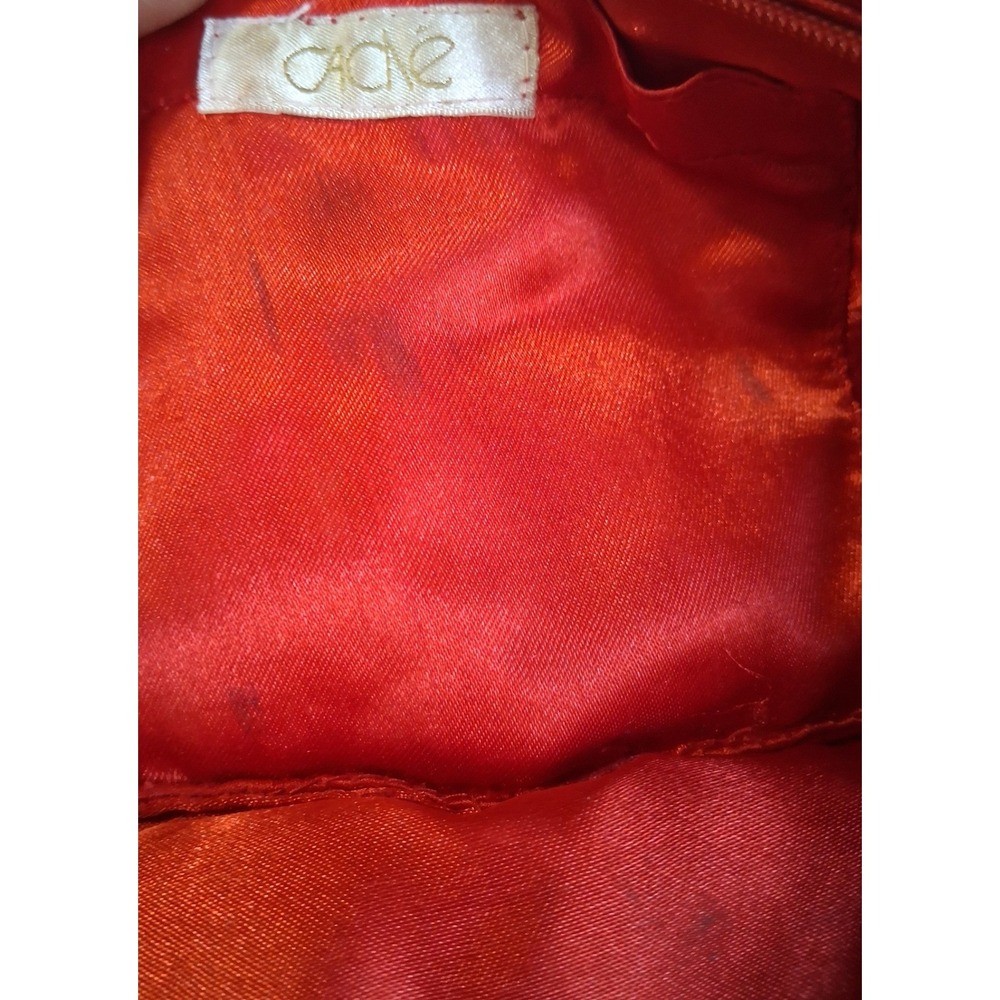Vintage Cache Red Beaded Sequin Rose Floral Baguette Shoulder Bag Y2K Evening - Picture 13 of 14